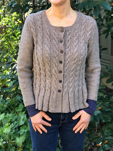 sweater knitted with Elsawool yarns by susan blake
