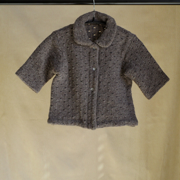 pointelle knitted coat dark gray