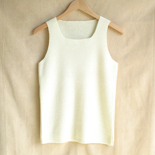 square-neck ribbed tank top white