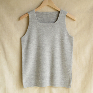 square-neck ribbed tank top light gray heather