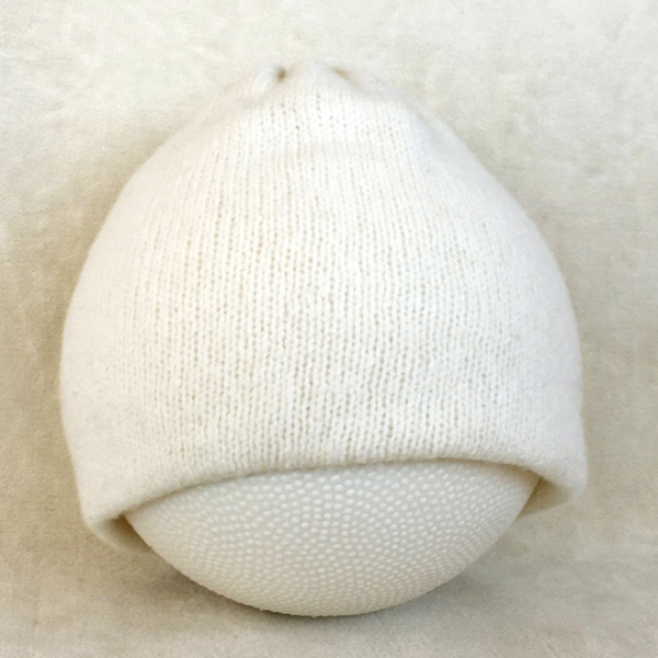 2-layer jersey beanie gathered top white