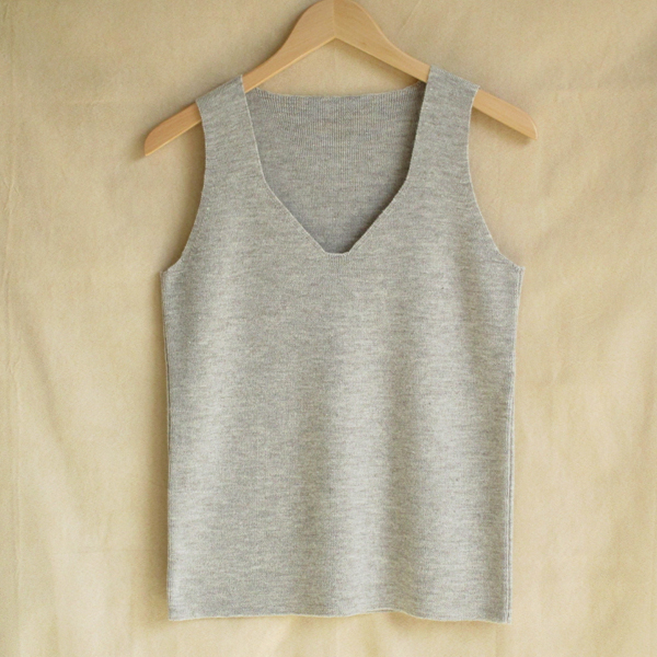 v-neck ribbed tank top light gray heather