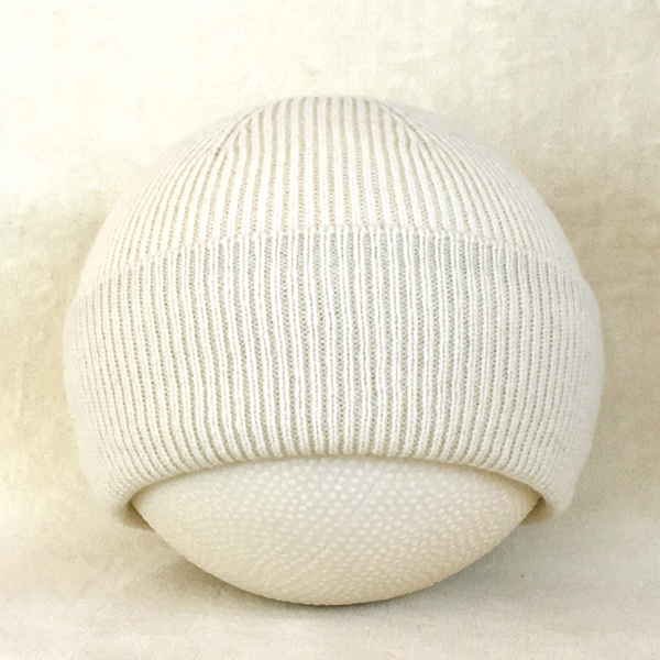 1x1 rib cuff cap white