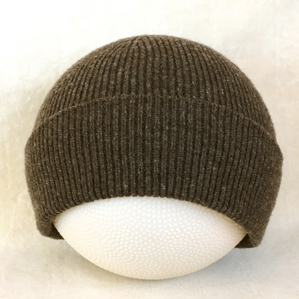 1x1 rib cuff cap dark brown