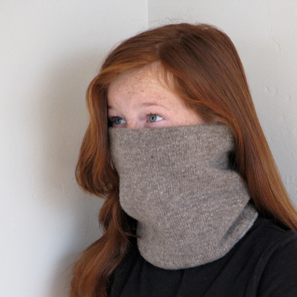 double-layer jersey neckwarmer, tall, medium gray