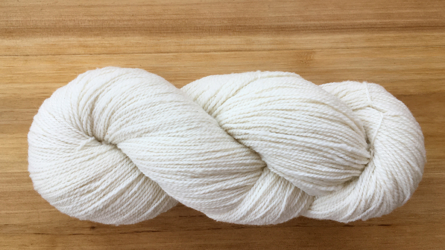 worsted-spun sport weight yarn, white