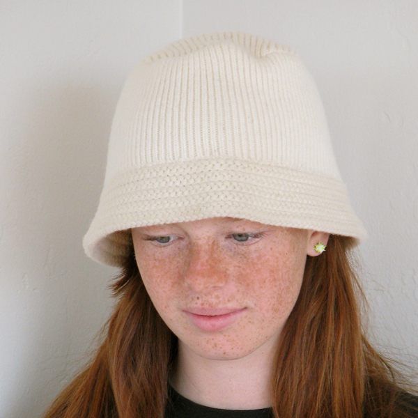 braided bucket hat, white