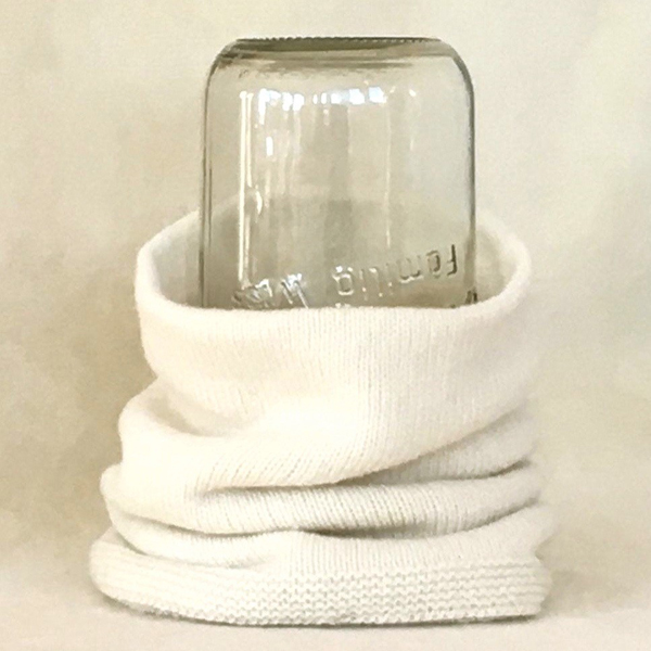 woolen 2-layer jersey garter neckwarmer white