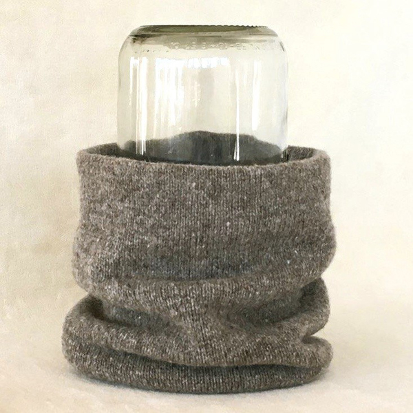 double-layer jersey neckwarmer, tall, medium gray