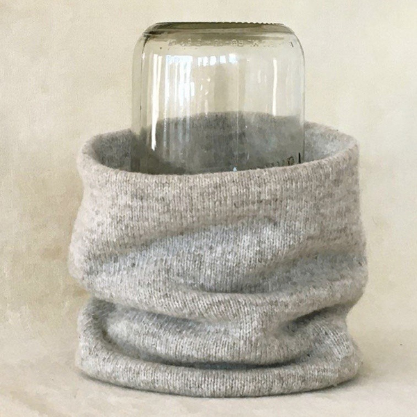 double-layer jersey neckwarmer, tall, light gray