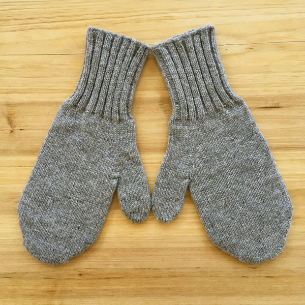 Woolen Jersey Mitten, Medium Gray