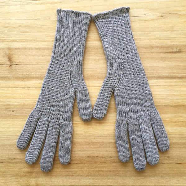 worsted 1 x 1 Rib gloves, lighter weight, medium gray