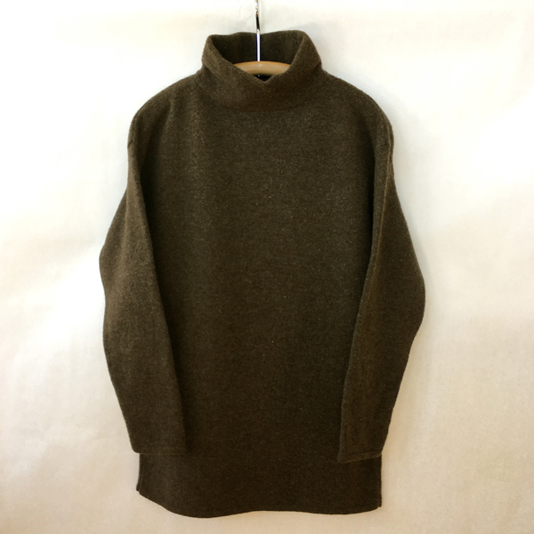 Portrait-Neck Tunic-Length Sweater, Dark Brown