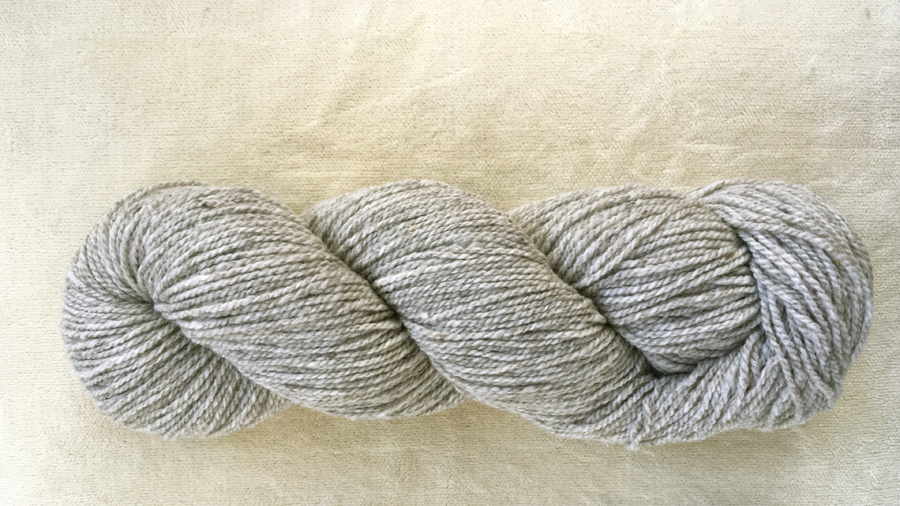 woolen-spun low twist fingering weight yarn, light gray