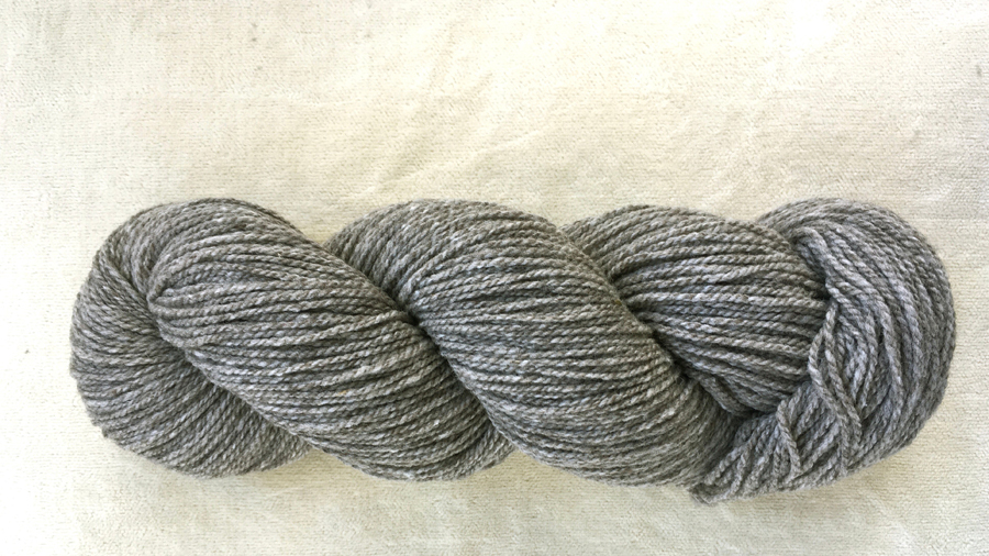 woolen-spun low twist fingering weight yarn, medium gray
