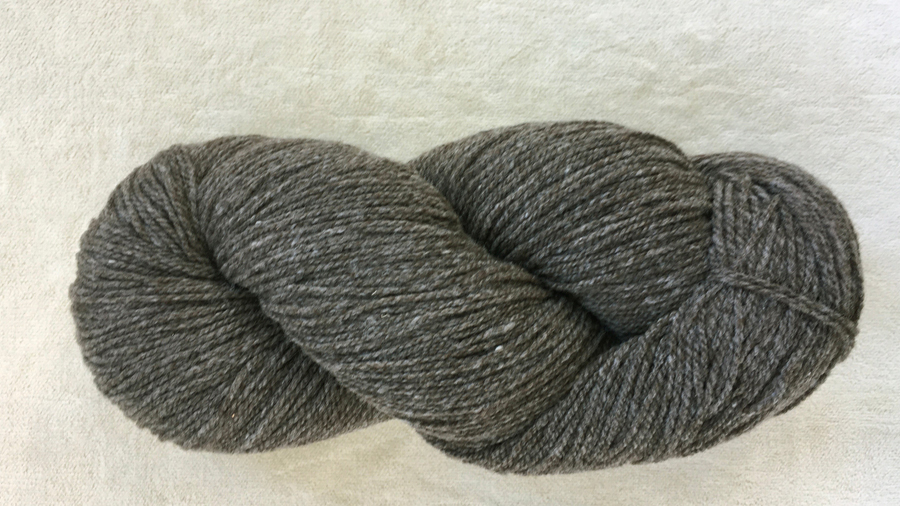 woolen-spun fingering weight, dark gray-brown