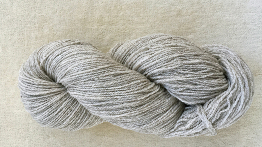 woolen-spun fingering weight, light gray