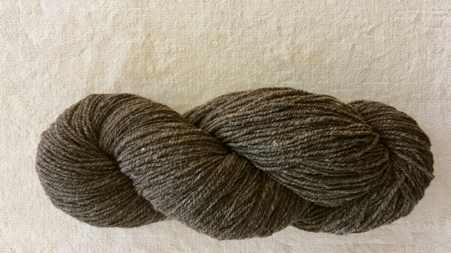 woolen-spun lace weight, dark gray-brown