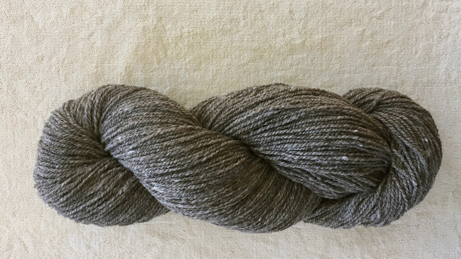 woolen-spun lace weight, dark gray-brown