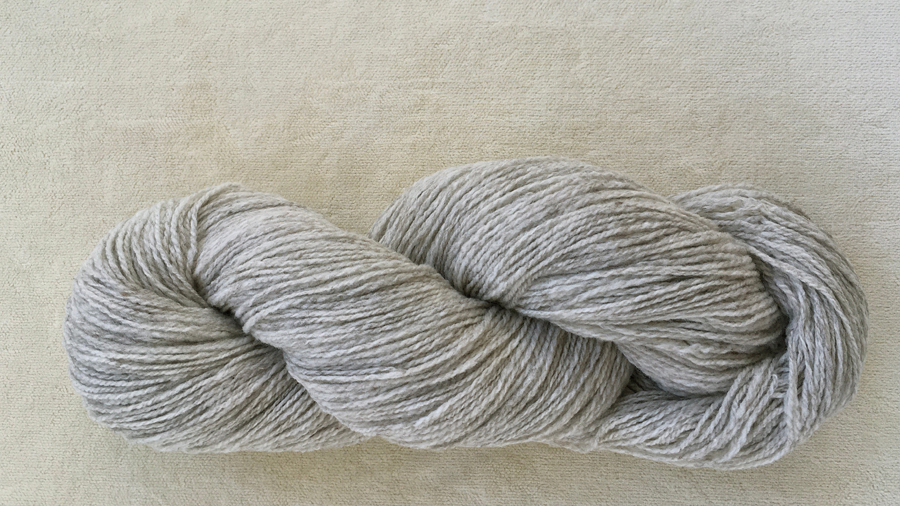 woolen-spun lace weight, light gray