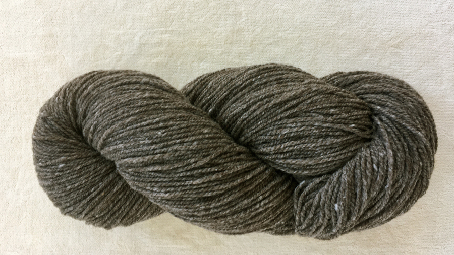 woolen-spun low twist fingering weight, dark gray-brown