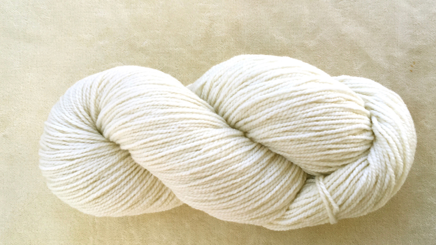 woolen-spun sport weight yarn, white