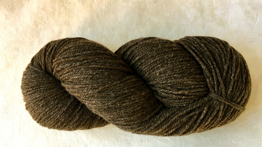 woolen-spun sport weight yarn, dark brown