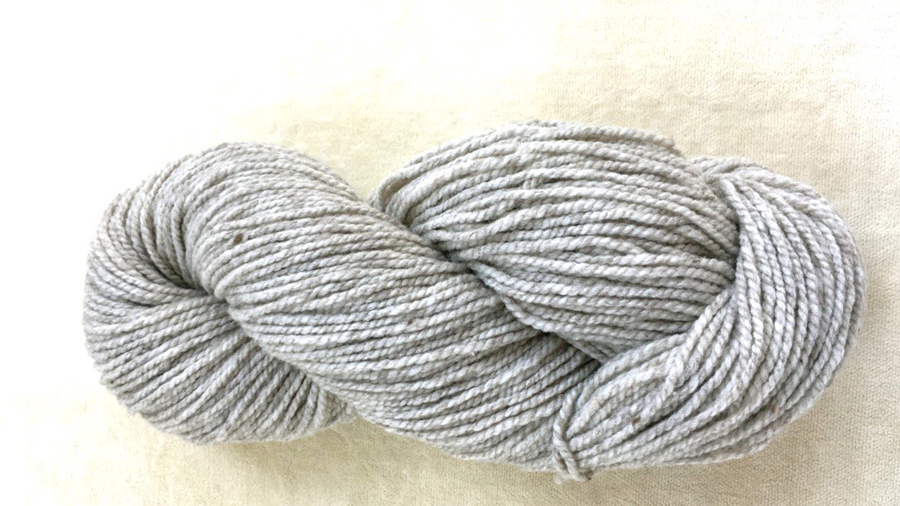 woolen-spun worsted aran weight yarn, light gray