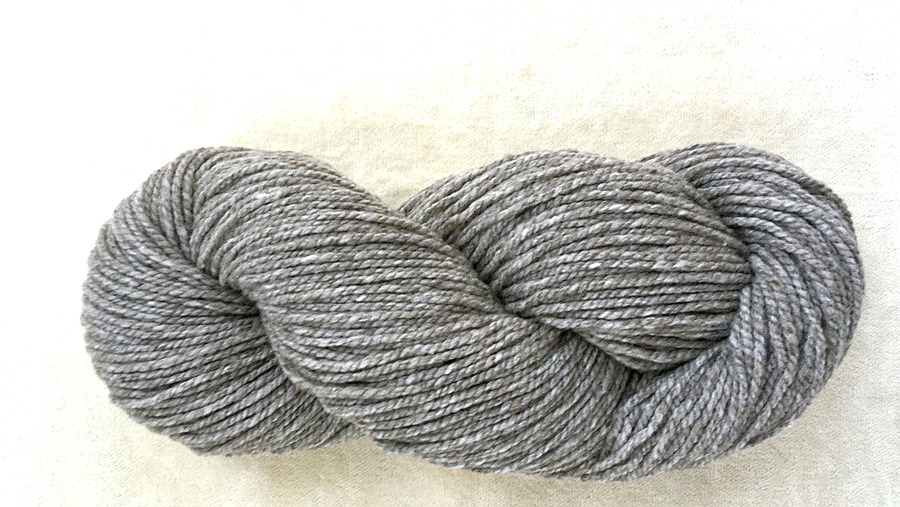 woolen-spun worsted aran weight yarn, medium gray