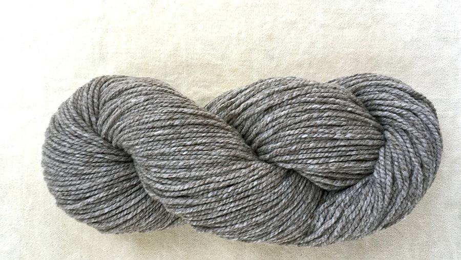 woolen-spun worsted aran weight yarn, medium gray