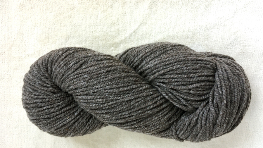 woolen-spun worsted aran weight yarn, dark gray-brown
