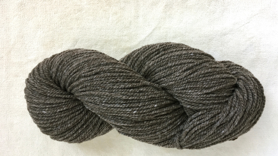 woolen-spun worsted aran weight yarn, dark gray-brown
