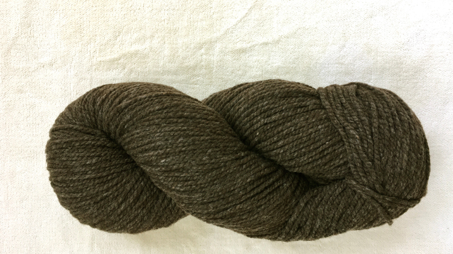 woolen-spun worsted aran weight yarn, dark brown