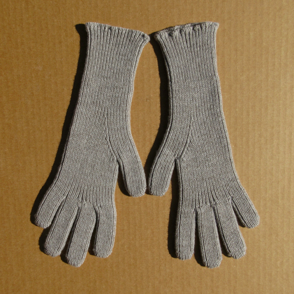 worsted 1 x 1 Rib gloves, heavier weight, medium gray