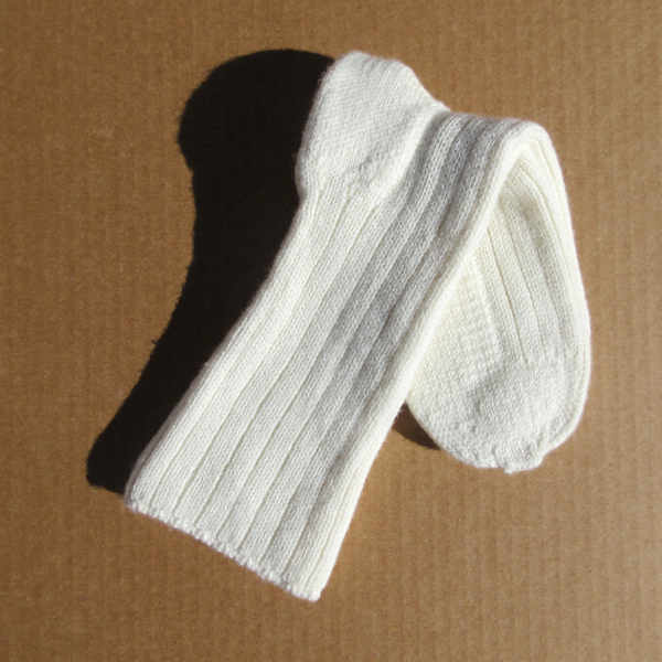 worsted crew sock, white