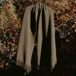 pointelle wrap with fringed ends dark brown