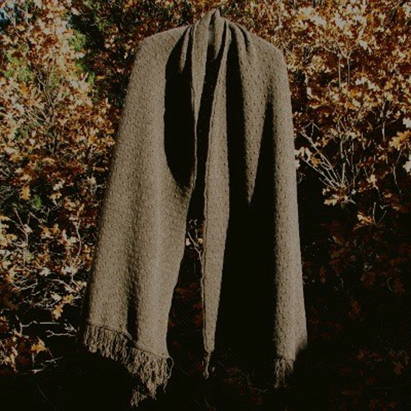 pointelle wrap with fringed ends dark brown