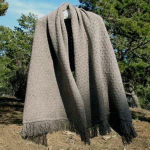 pointelle wrap with fringed ends medium gray