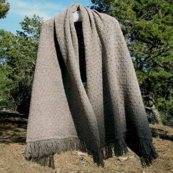 pointelle wrap with fringed ends medium gray
