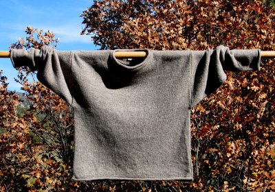rolled edge sweater medium gray