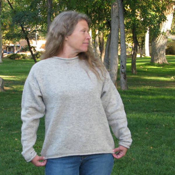 rolled edge sweater light gray Laura